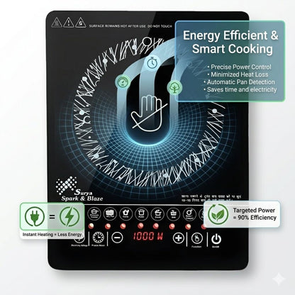 park & Blaze 2000W Induction Cooker with Touch Control, LED Display, 9 Power Levels, Timer & Auto Shut-Off, Portable Energy Efficient Cooktop for Fast Cooking Home Kitchen