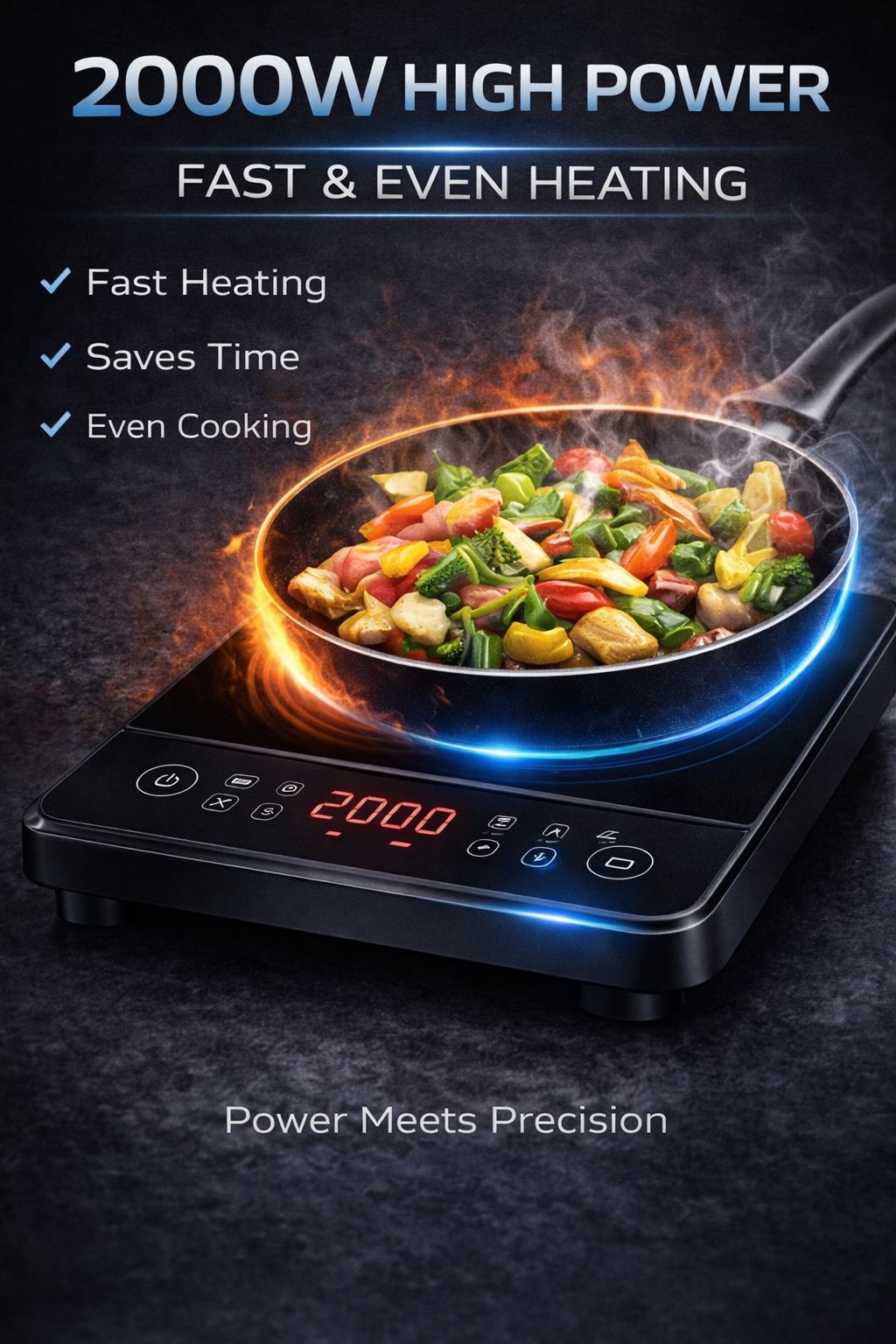 Homelyz Smart Induction Cooktop 2000W | Fast Heating, Touch Control, Safe & Energy Efficient