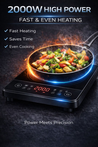 Homelyz Smart Induction Cooktop 2000W | Fast Heating, Touch Control, Safe & Energy Efficient