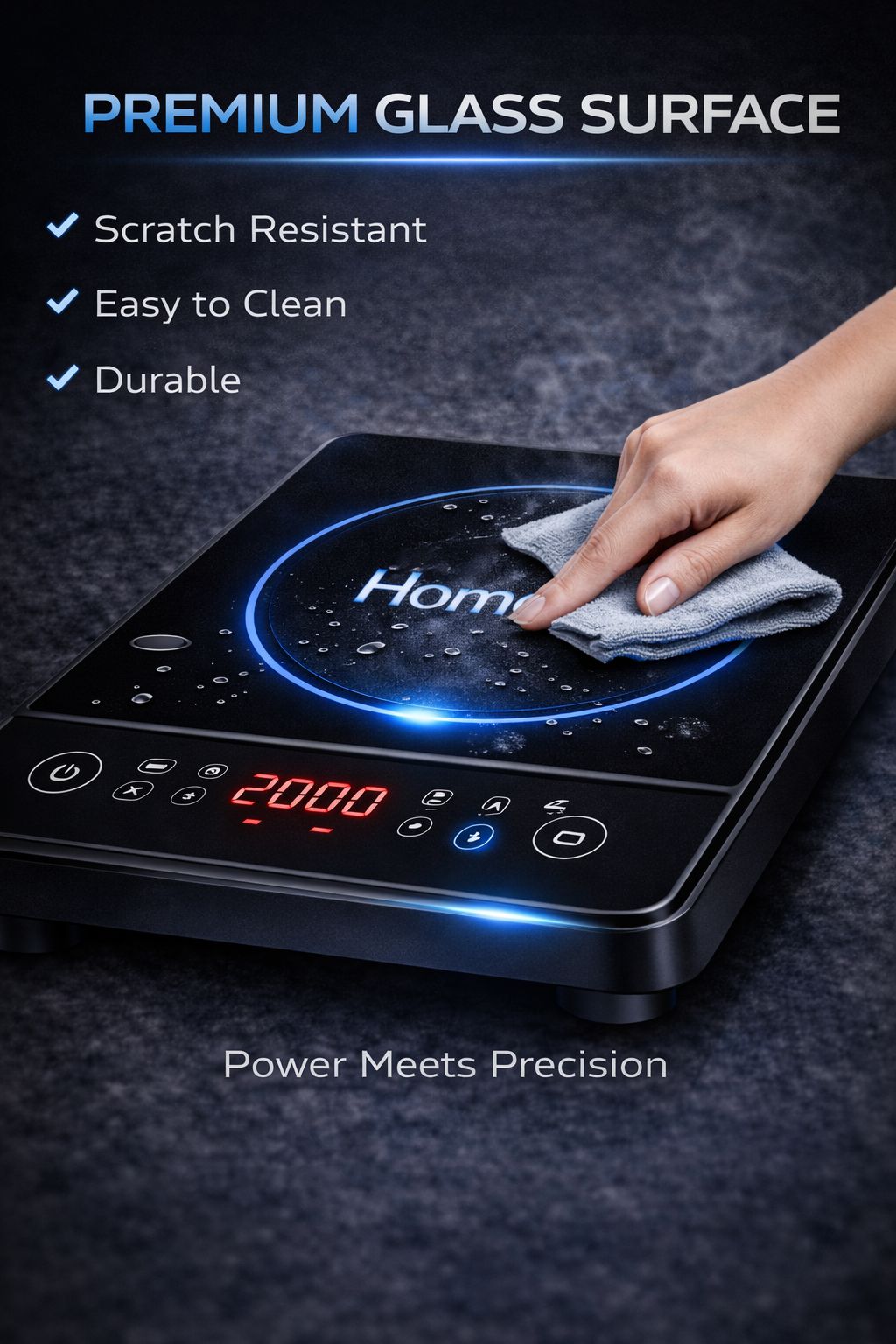 Homelyz Smart Induction Cooktop 2000W | Fast Heating, Touch Control, Safe & Energy Efficient